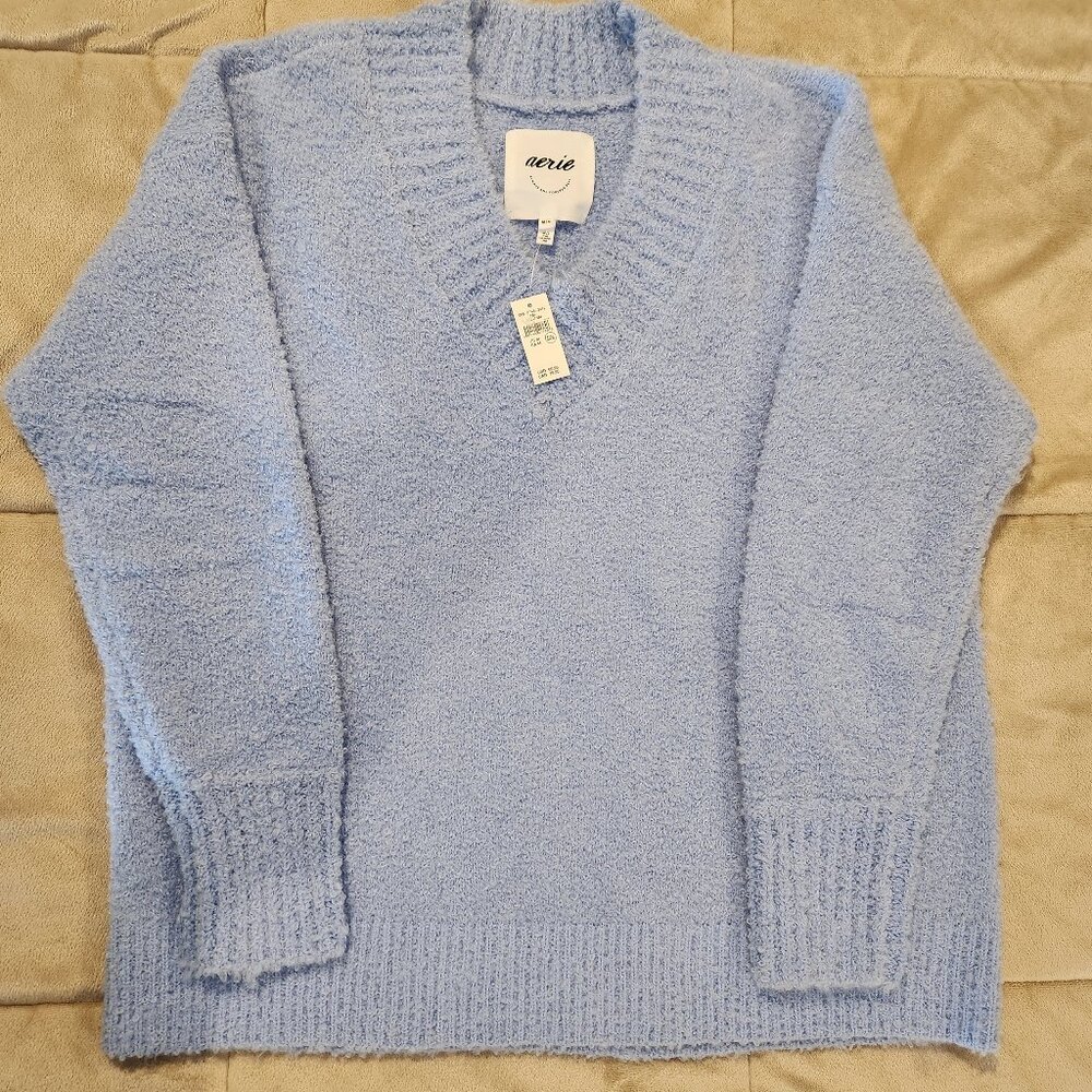 Aerie Teddy Boucle Sweater (Ocean Sky) Size M